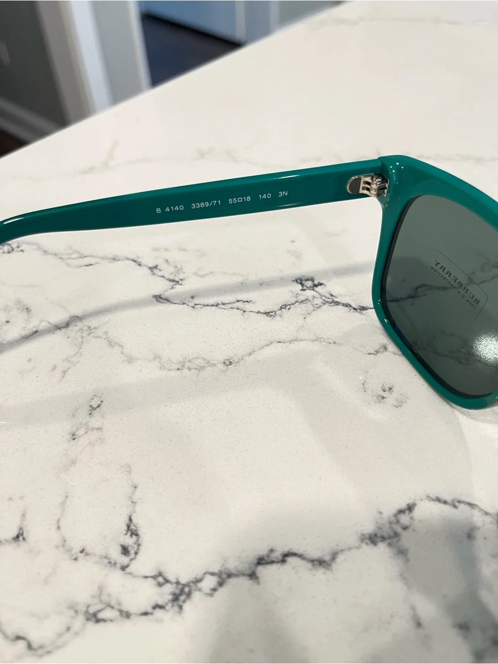 Burberry Sunglasses BE4140 Teal Green Rectangular Grey Sunnies Designer Woman